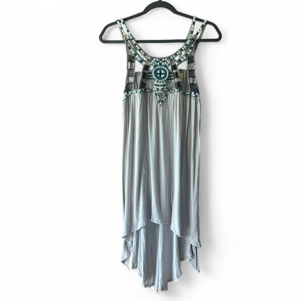 Grey and blue beaded sequin Free people Top Small Y2K EUC‎ Sequined beaded